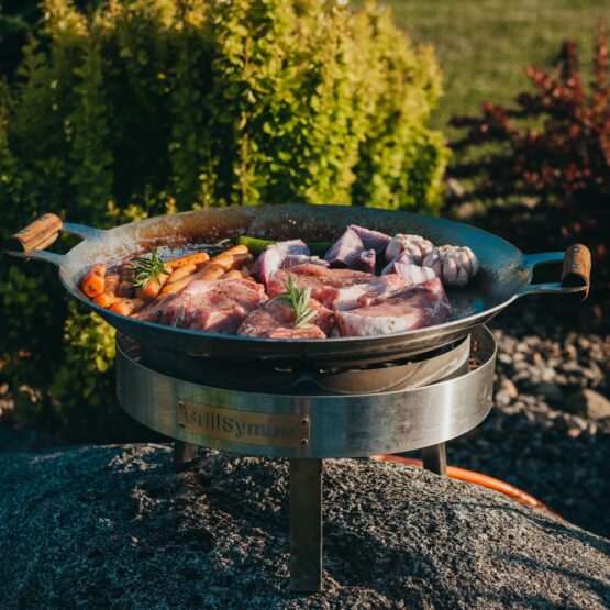 GrillSymbol muurinpohjapannu kaasulla PRO-460 inox, ø 46 cm ERIKOISTARJOUS!