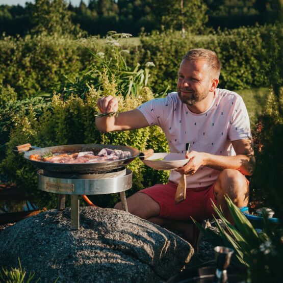 GrillSymbol muurinpohjapannu kaasulla PRO-460 inox, ø 46 cm ERIKOISTARJOUS!