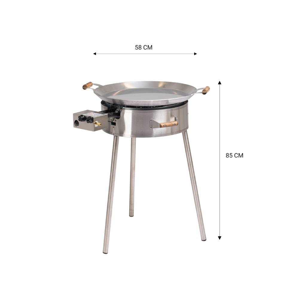 GrillSymbol muurinpohjapannu kaasulla PRO-580 inox, ø 58 cm