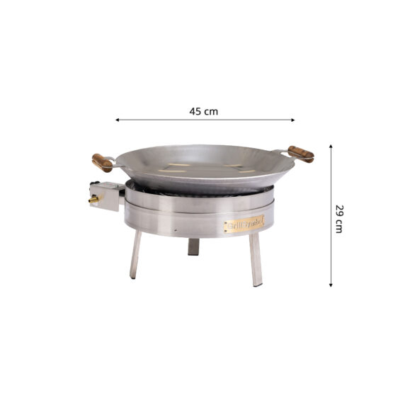 GrillSymbol wokkipannu kaasulla PRO-450 inox, ø 45 cm