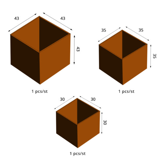 Petteri Wiimaa Corten kukkaruukku setti Fiora 3-set